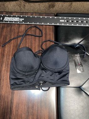 Yandy Collection Black Lace-Up Bustier Bikini Top NWT Size Medium